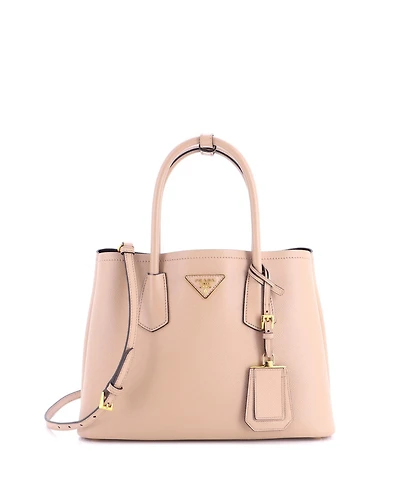 Pre-Owned Prada Small Cuir Double Tote Saffiano Leather