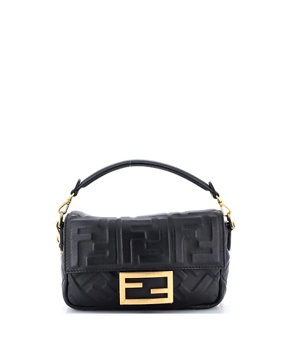 Pre-Owned Fendi Mini Baguette Nm Bag Zucca Embossed Leather