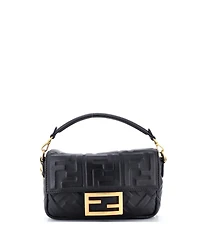 Pre-Owned Fendi Mini Baguette Nm Bag Zucca Embossed Leather