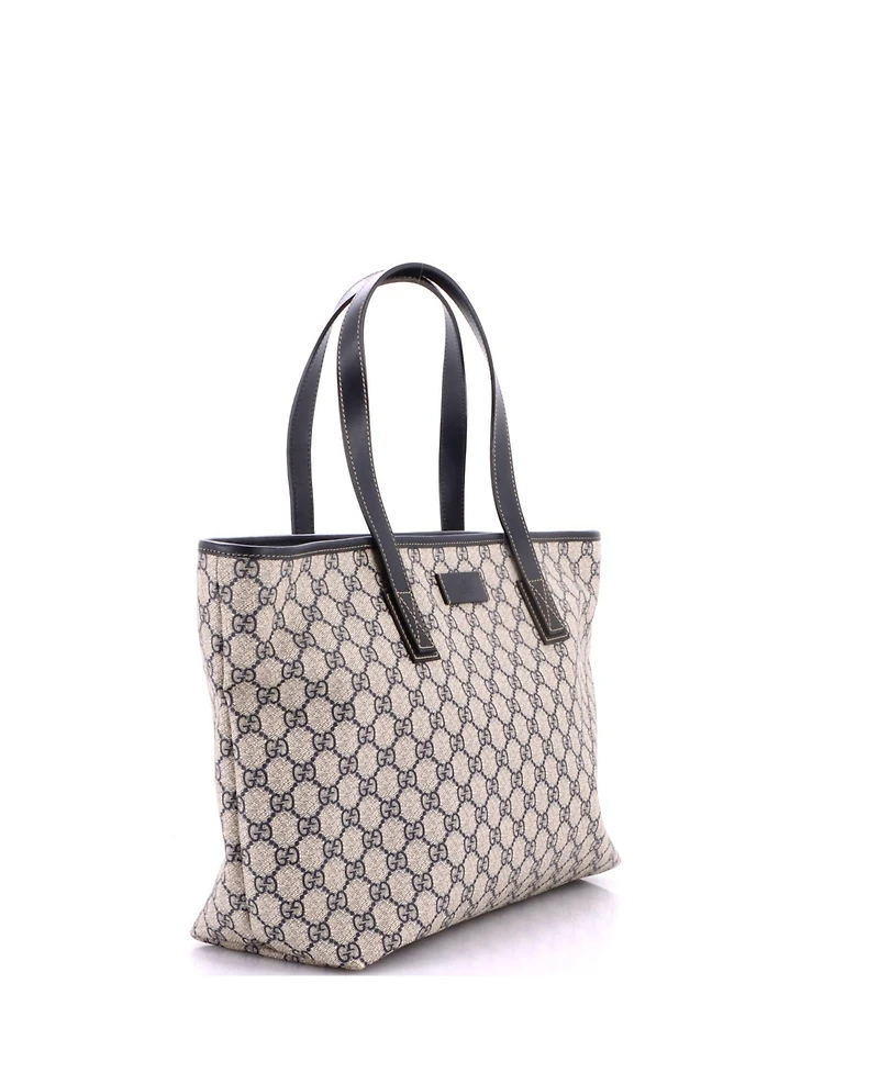 Pre-Owned Gucci Medium Plus Tote Gg Coated Canvas with Leather