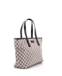Pre-Owned Gucci Medium Plus Tote Gg Coated Canvas with Leather