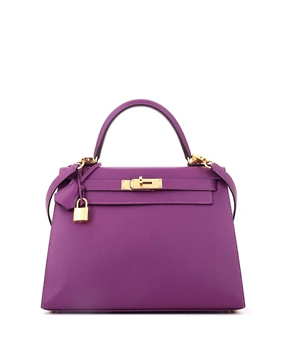 Pre-Owned Hermes Kelly 28 Handbag Purple Epsom with Gold Hardware