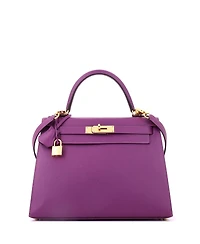 Pre-Owned Hermes Kelly 28 Handbag Purple Epsom with Gold Hardware