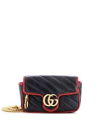 Pre-Owned Gucci Super Mini Gg Marmont Flap Bag Diagonal Quilted Leather