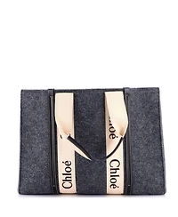 Pre-Owned Chloe Large Woody Tote Recycled Felt with Leather and Canvas