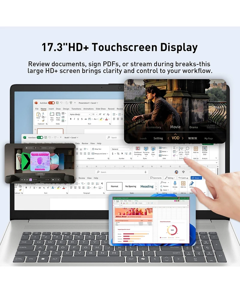 Hp Essential 17.3" Hd+ Touchscreen Laptop, Intel Core i7-1355U, Intel Uhd Graphics, 32GB Ram, 1TB Ssd, Wi-Fi 6, Windows 11 Pro, Silver