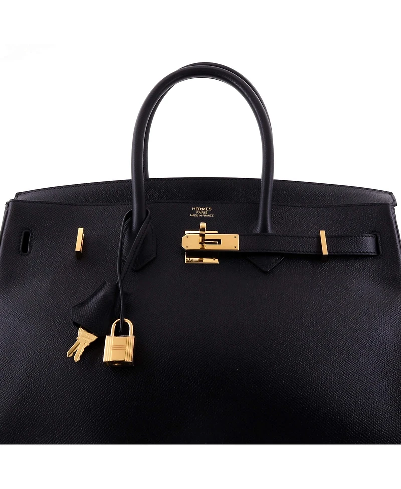 Pre-Owned Hermes Birkin 35 Handbag Black Epsom with Gold Hardware