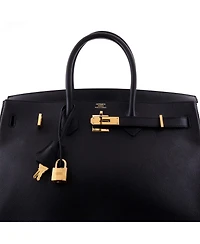 Pre-Owned Hermes Birkin 35 Handbag Black Epsom with Gold Hardware