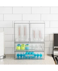 SpaceAid Baby Bottle Storage, 4 Pack Stackable Clear Drawer Unit with 2 Medium and 2 Large Bin for Countertop, Cabinet, Vanity and Bathroom