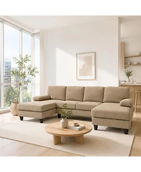 Streamdale Furniture Upholstery U-Shaped Sofa with Dual Chaises and Upholstered Armrests
