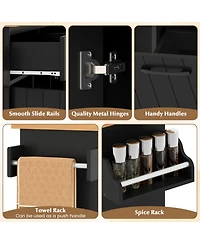 Sugift Mobile Kitchen Island Table with Hidden Trash Storage Pull-Out Drawers and Adjustable Shelves