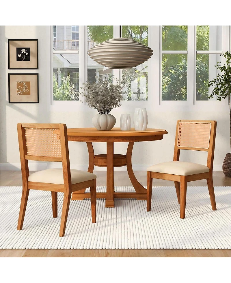 Streamdale Furniture Set of 2 Upholstered Rubber Wood Dining Chairs