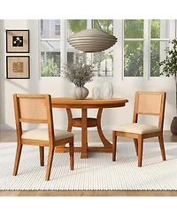 Streamdale Furniture Set of 2 Upholstered Rubber Wood Dining Chairs