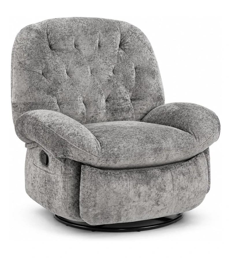 gaomon Swivel Rocker Recliner Chenille, 360degree(s) Swivel, Rocking, Side Pockets and Footrest, 135degree(s) Recline