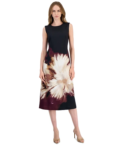 Anne Klein Petite Floral A-Line Midi Dress
