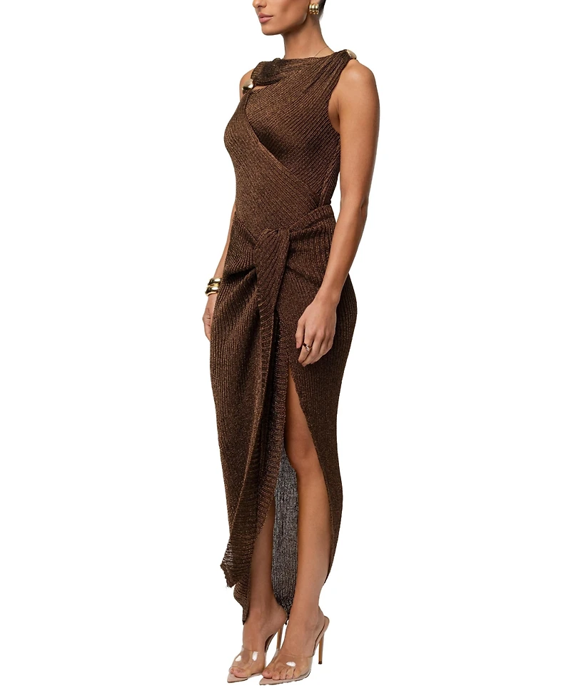 Jluxlabel Women's Hazel Metallic Wrap High-Waisted Skirt