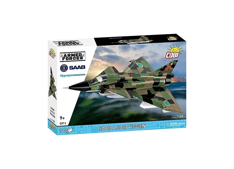 Cobi Armed Forces Saab AJS37 Viggen Aircraft Licensed 911-Piece Building Set with Display Stand, Ages 9 & Up