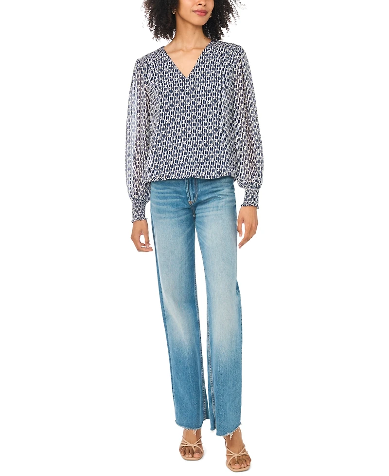 Sam & Jess Women's Long-Sleeve V-Neck Chiffon Blouse