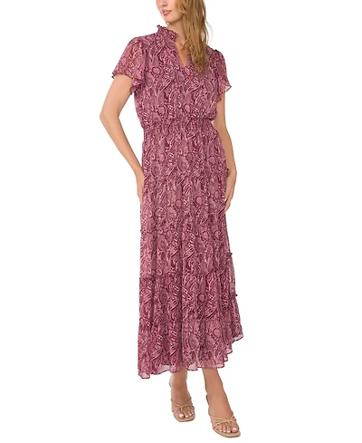 Sam & Jess Women's Short-Sleeve Ruffle Tiered Maxi Dress