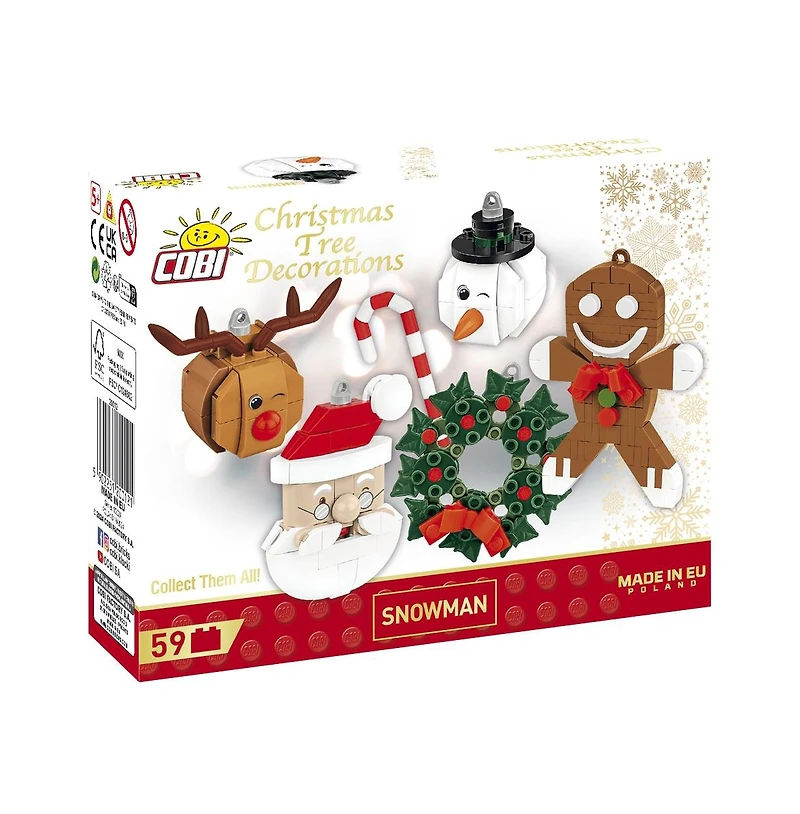 Cobi Christmas Snowman Ornament 59-Piece Building Set, Ages 5+