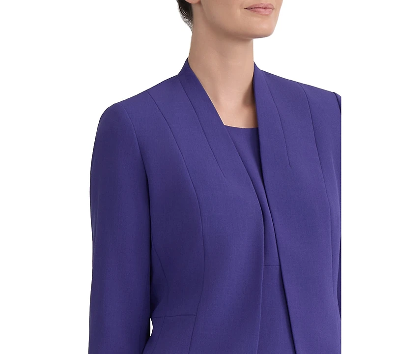 Kasper Women's 3/4-Sleeve Open-Front Collarless Cardigan Blazer