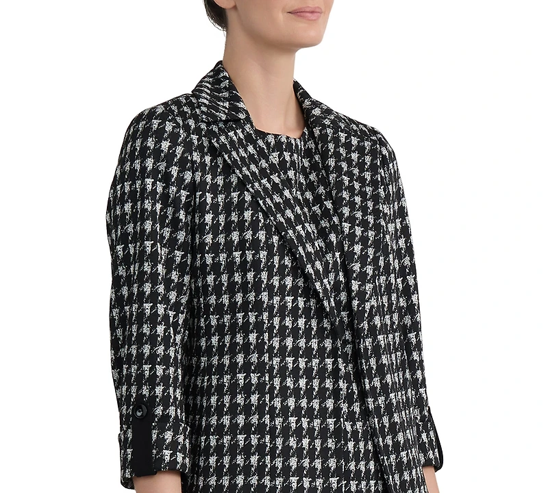 Kasper Women's Houndstooth 3/4-Sleeve Open-Front Blazer