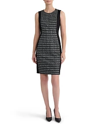 Kasper Women's Combo Princess Seam Sheath Houndstooth Dress