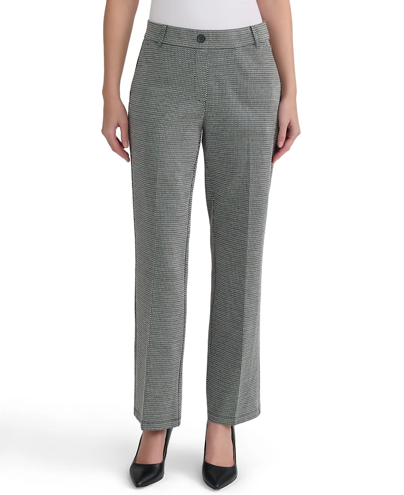 Kasper Women's Audrey Jacquard Straight-Leg Compression Pants