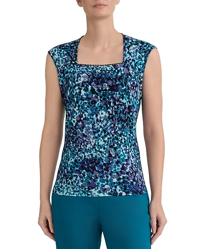 Kasper Women's Square-Neck Cap-Sleeve Top