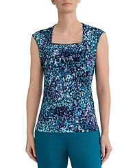 Kasper Women's Square-Neck Cap-Sleeve Top