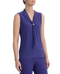 Kasper Women's Embellished Tie-Neck Sleeveless Blouse