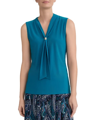 Kasper Women's Tie-Neck Sleeveless Blouse