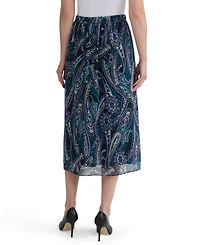 Kasper Women's Printed Pleated Pull-On Midi Skirt
