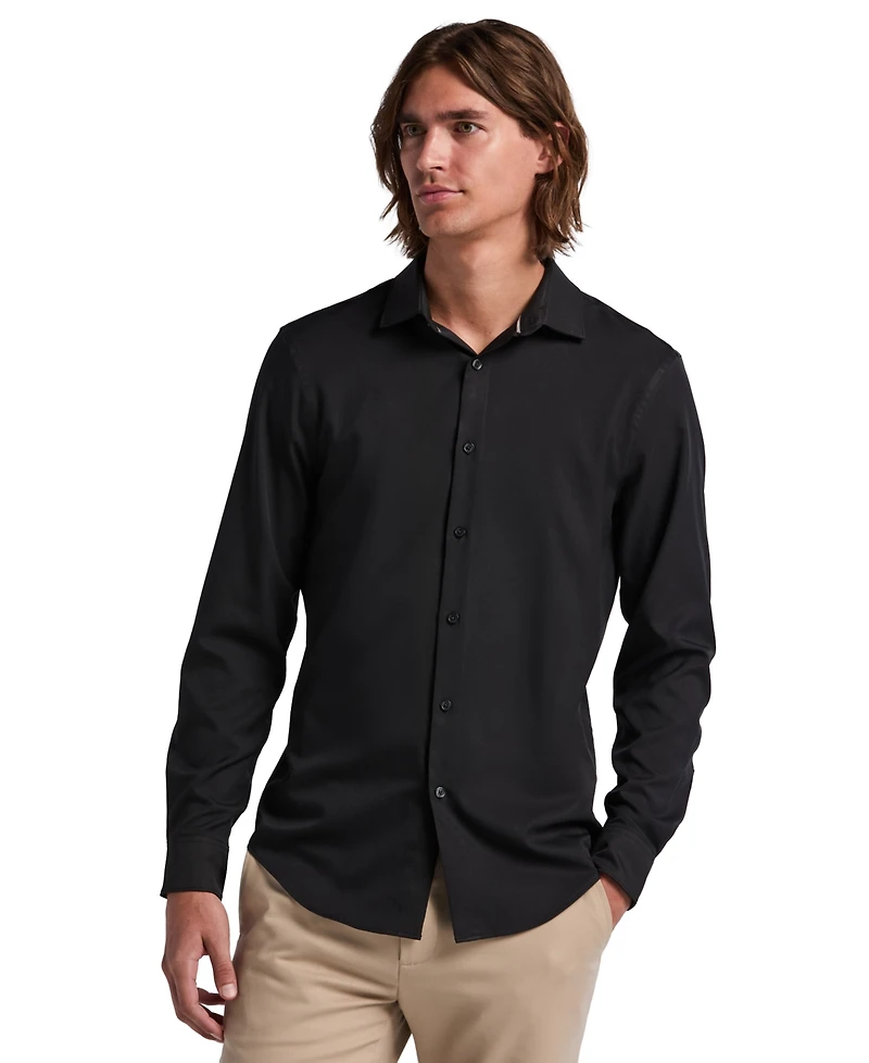 Perry Ellis Men's Slim-Fit Stretch Solid Button-Down Twill Shirt