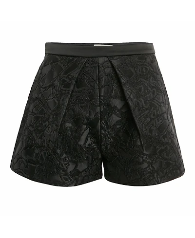 Pre-Owned Balenciaga Women's Mid-Rise Jacquard Pleated Shorts, 7" Inseam