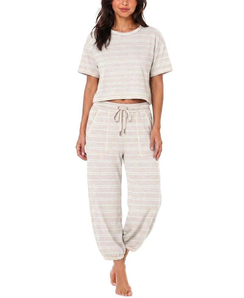 Roudelain Women's Boxy Tee and Barrel Leg Pajama Set