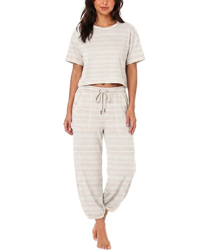 Roudelain Women's Boxy Tee and Barrel Leg Pajama Set