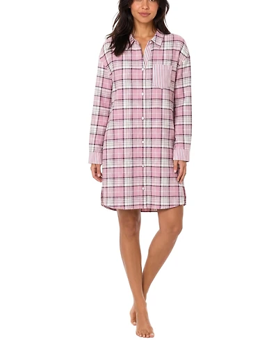 Roudelain Women's Plaid Long-Sleeve Flannel Sleep Shirt