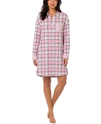 Roudelain Women's Plaid Long-Sleeve Flannel Sleep Shirt