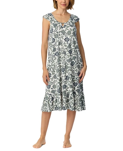 Ellen Tracy Women's Short-Flutter-Sleeve Scoop Neck Jersey Midi Nightgown