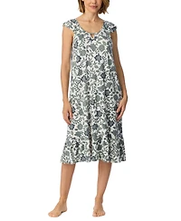 Ellen Tracy Women's Short-Flutter-Sleeve Scoop Neck Jersey Midi Nightgown