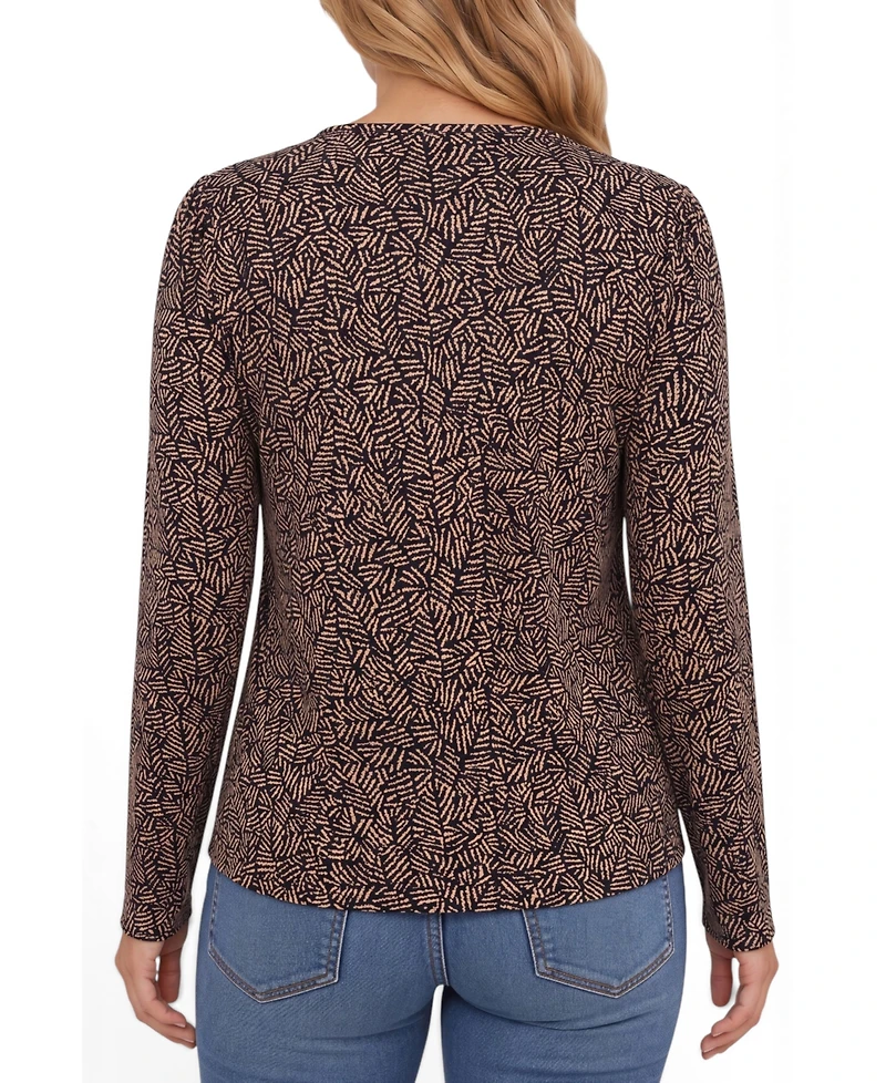 Liverpool Los Angeles Petite Jewel Neck Long-Sleeve T-Shirt