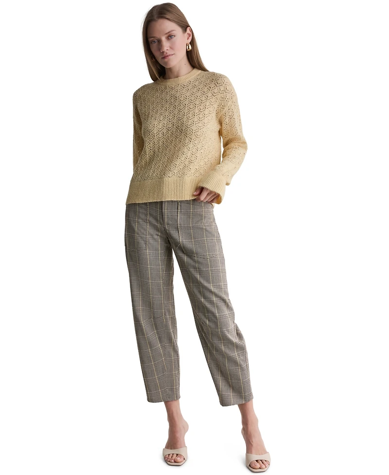 Bcbg Women's Pointelle Oversized Long-Sleeve Crewneck Sweater
