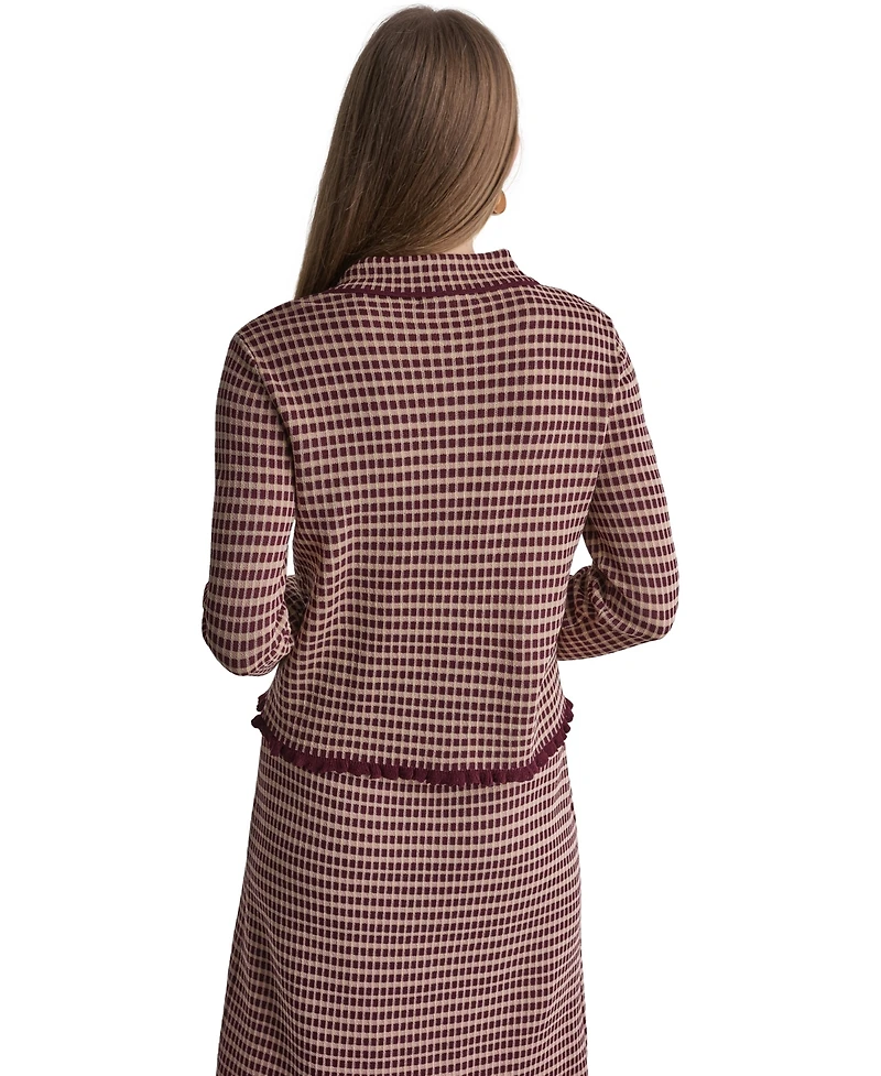 Bcbg Women's Plaid Collared Long-Sleeve Cardigan
