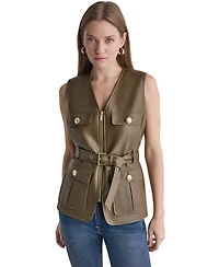 Bcbg Women's Faux Leather Belted Sleeveless Vest