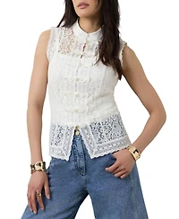 Mint Velvet Women's Lace Detail Military Top