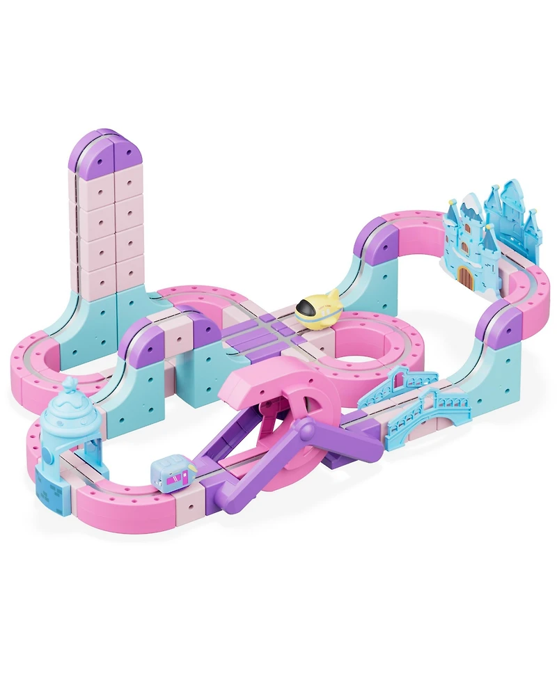 Contixo MT6 Princess Castle Magnetic Train Track 96-Piece Building Set with Rechargeable Motorized Train, Ages 3+