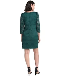 Jessica Howard Petite Lace Shift Boat Neck 3/4-Sleeve Dress