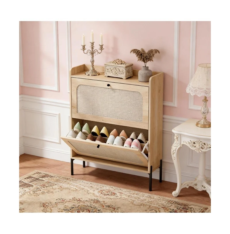 Slickblue Shoe Cabinet with Adjustable Removable Shelves for Flexible Storage