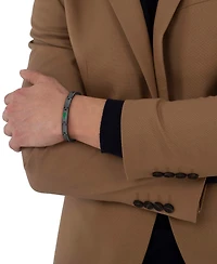 Lacoste Men's Stencil Black Ip Stainless Steel with Green Enamel Crocodile Bracelet